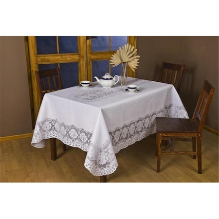 Fastfood 60 x 118 in. European Lace Table Cloth, White FA2570102